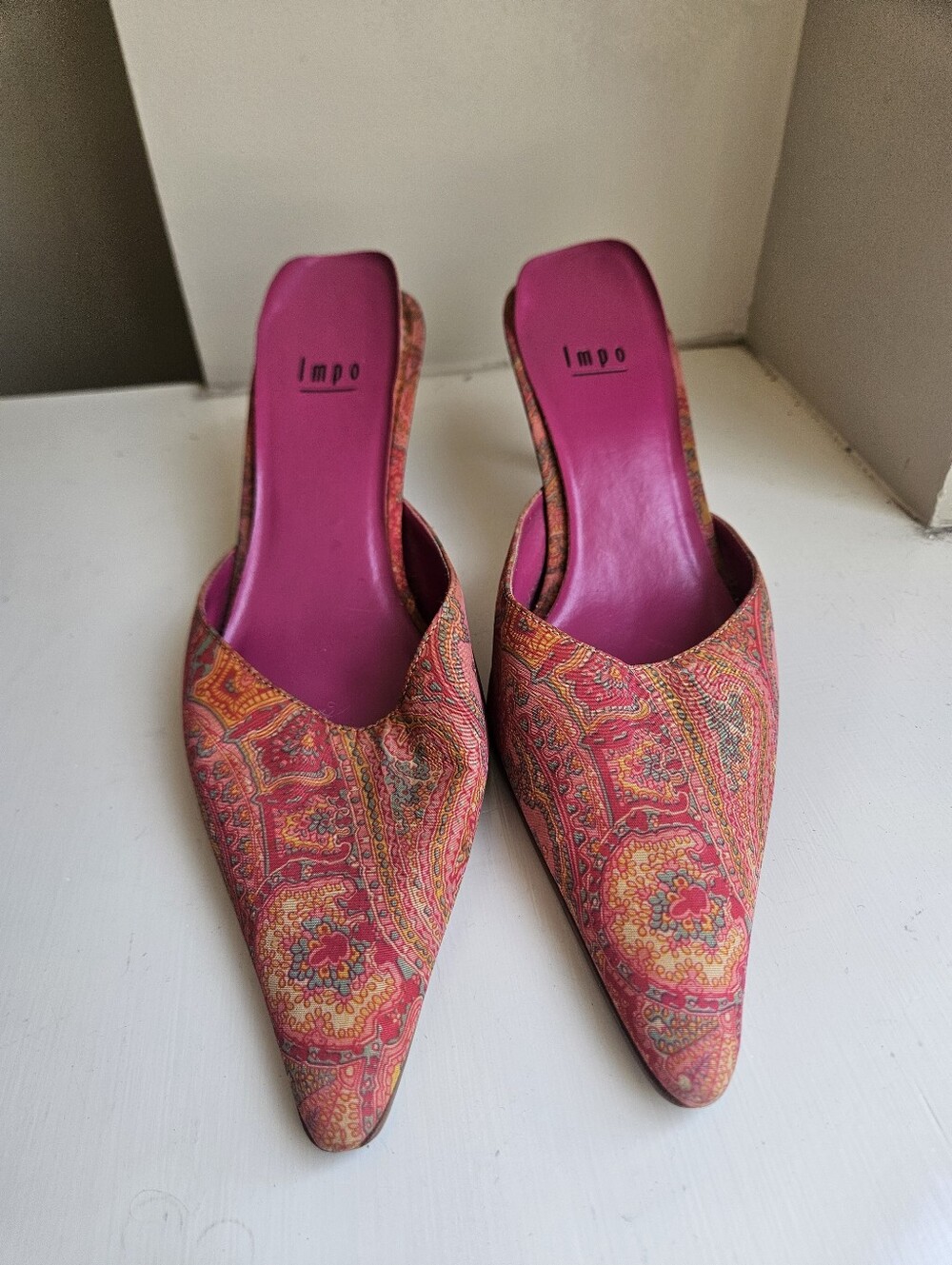 Impo Pink Paisley Pointed-Toe Mule - Size 7.5